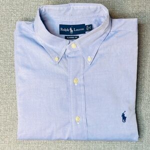 Vintage Polo Ralph Lauren Classic Fit 16 34/35 Blue Oxford Button Down Pony Logo